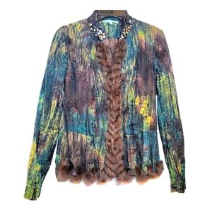 Passion Concept Women’s Jacket Blazer Size S Multicolor Bohochic Glam Faux Fur
